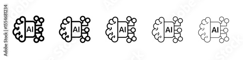 AI brain icon flat simple outline logo