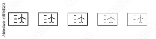 Airline ticket icon flat simple outline logo