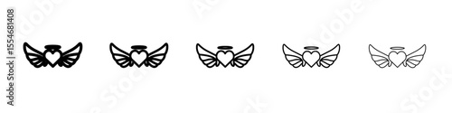 angel wing icon flat simple outline logo