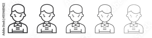 Angry boy icon flat simple outline logo