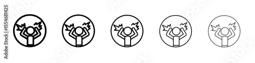 Angry person icon flat simple outline logo