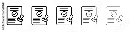 Approved document icon flat simple outline logo