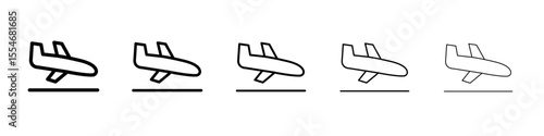 Arrivals plane icon flat simple outline logo