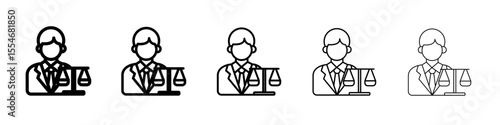 Attorney in law icon flat simple outline logo
