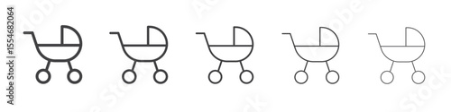 Baby carriage icon flat simple outline logo