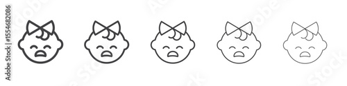 Baby girl cry icon flat simple outline logo