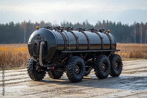 Heavy duty black slurry tanker high resolution picture
