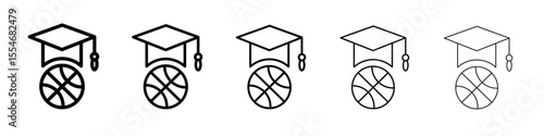 Basketball training icon flat simple outline logo