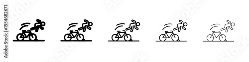 becycle accident icon flat simple outline logo