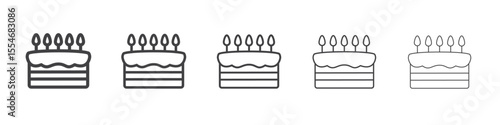 Birthday cake icon flat simple outline logo