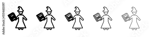 Black magic icon flat simple outline logo