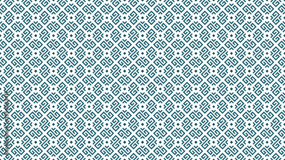 Fototapeta premium A repeating pattern of teal geometric shapes on a white background creating a seamless design look