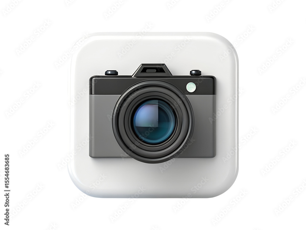 Realistic Camera Icon with Detailed Lens and Glossy Square transparent background Realistic Camera Icon with Detailed Lens and Glossy Square transparent background