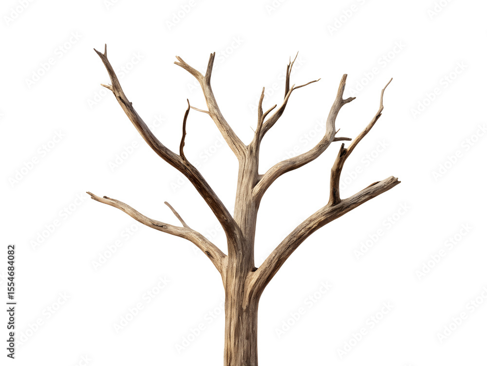 Fototapeta premium Striking and dramatic image of a stark, leafless tree against a transparent background Generative AI