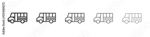 Bus icon flat simple outline logo