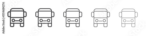 Bus icon flat simple outline logo