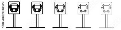 Bus stop stand icon flat simple outline logo