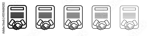 Business agreement handshake icon flat simple outline logo