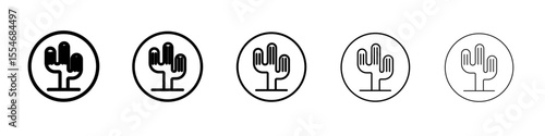 Cactus icon flat simple outline logo