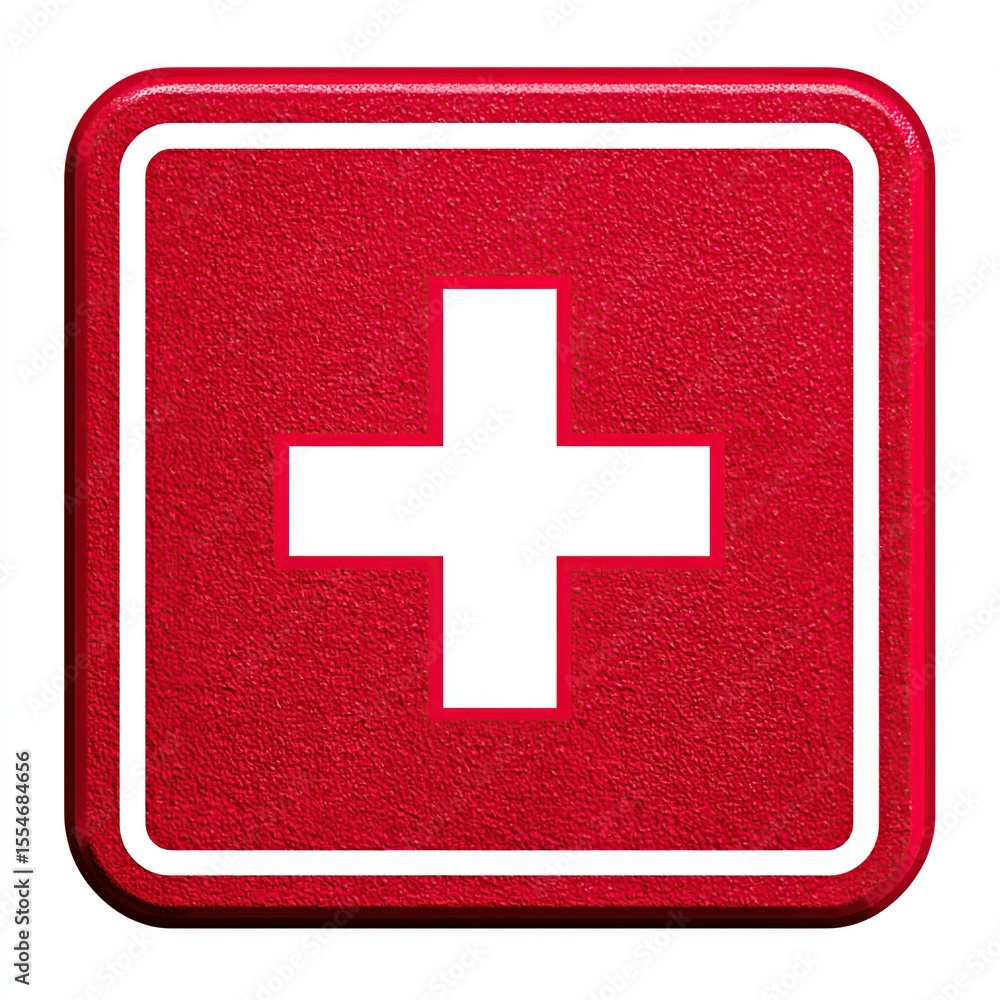 Obraz premium Flat Red Medical Cross Icon on White 