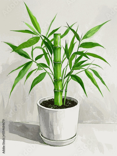 Bamboo Blessing Wash Auspicious plants Lucky Bamboo isolated watercolor vector illustration svg