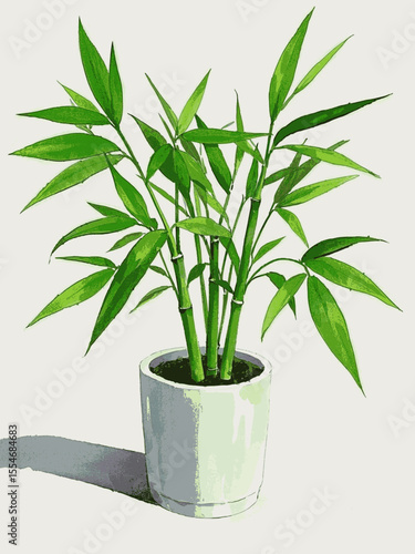 Jade Prosperity Flow Auspicious plants Lucky Bamboo isolated watercolor vector illustration svg