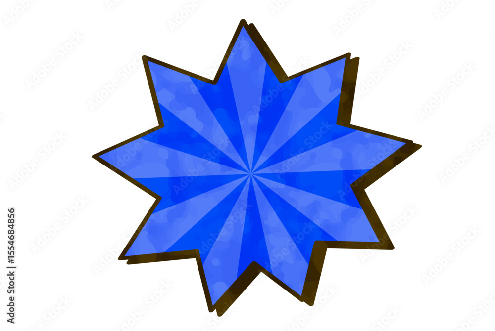 Obraz premium スターバースト風吹き出し 水彩風 青 蛍光色 ベクター