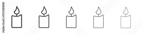 Candle icon flat simple outline logo