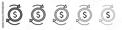 Cash flow icon flat simple outline logo