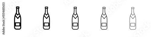 Champagne bottle icon flat simple outline logo