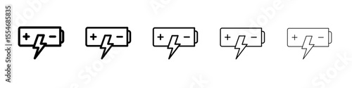 Charging battery icon flat simple outline logo
