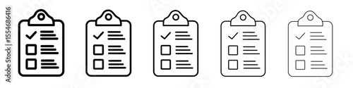 Clipboard check icon flat simple outline logo