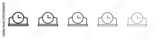 Clock icon flat simple outline logo
