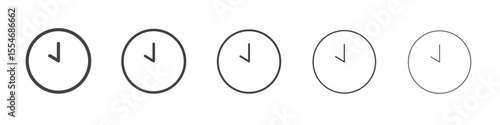 Clock icon flat simple outline logo