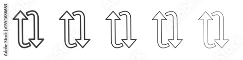Clockwise vertical arrows icon flat simple outline logo