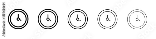 Clock icon flat simple outline logo
