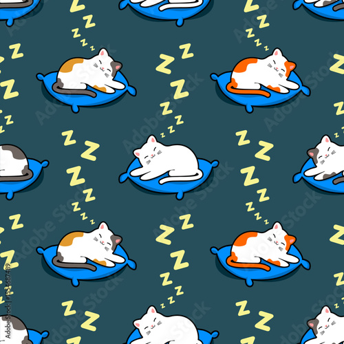 repeating seamless pattern of cats sleeping