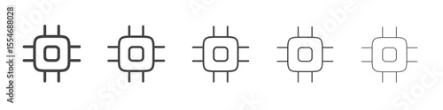 Cpu icon flat simple outline logo