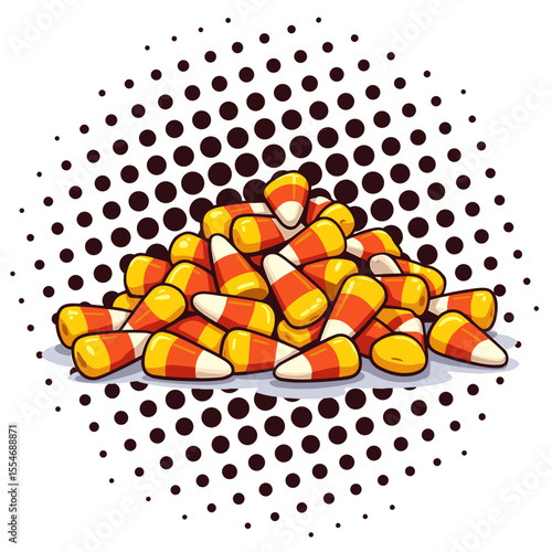 Candy corn pop art illustration, Halloween treats festive snacks
