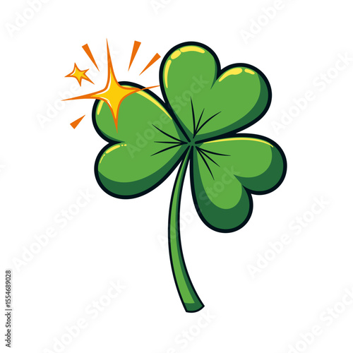 Lucky clover with sparkle pop art illustration, good fortune symbol