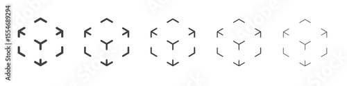 Cube transparent icon flat simple outline logo