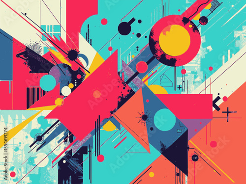 arte abstracto con mezcla de geometrias y colores