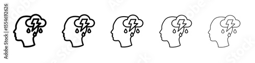 Depression icon flat simple outline logo