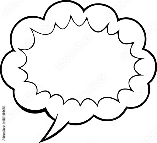 Comic speech bubble black outline vector and illustration, coloring book page
