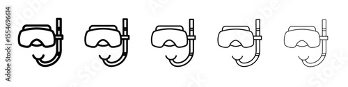 Diving mask icon flat simple outline logo
