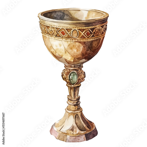 watercolor vector of Holy Grail, isolated on a white background.
