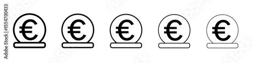 euro sign icon flat simple outline logo