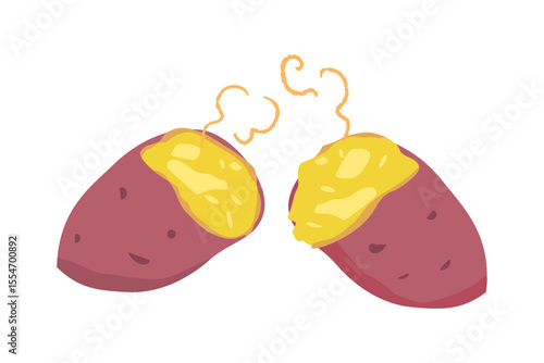 焼き芋の手描き風ベクターイラスト