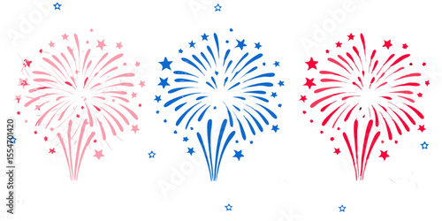 4th of July border, USA banner, fireworks pattern background vector