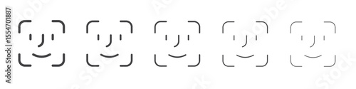 Face id icon flat simple outline logo